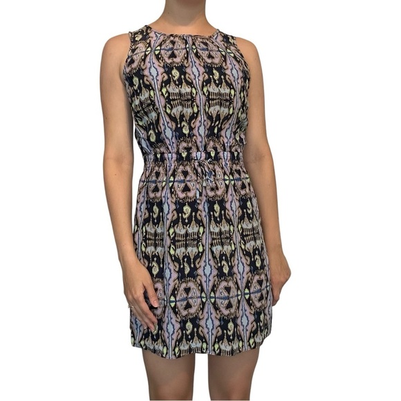 Tibi 100% Silk Mini Dress Colorful Boho Casual Summer Beach Size 2 Extra Small - Picture 7 of 7